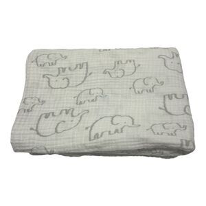 Parent’s Choice Elephant Muslin Swaddle Baby Blanket Gray White Cotton Walmart